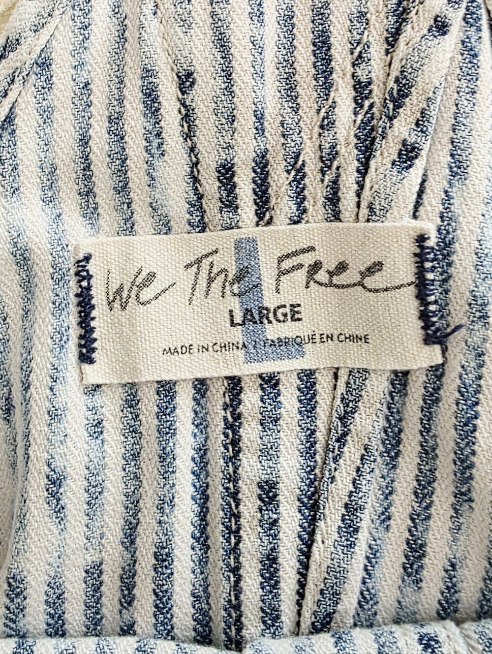 We The Free Striped Denim Overalls in Light Wash - Picture 2 of 11